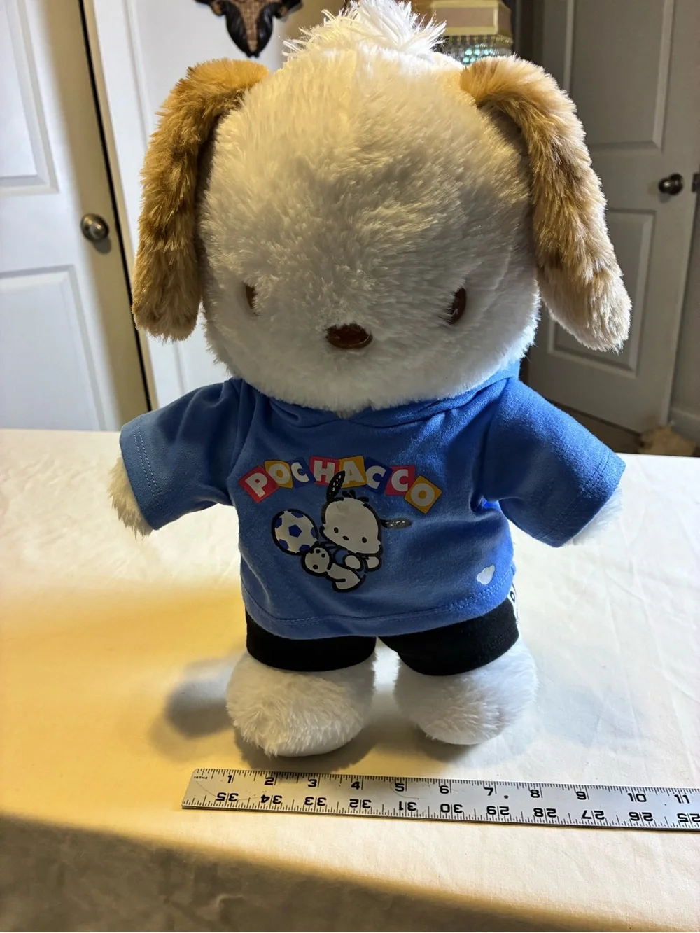 Rare Chocolate Chip Build-A-Bear  Sanrio Pochacco Dog Plush in Soccer Gear